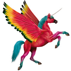 cheval rouge, coloré, licorne, en vol, ailes, animal, blanc, isolé, illustration, silhouette, étalon, nature, galop, sauvage, ferme, fantaisie, mammifère, course, dessin animé, art, chevalin, crin, vo © behzadillustrations