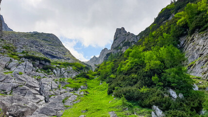 Romania, Bucegi Mountains,  Malin Valley,  steep valley