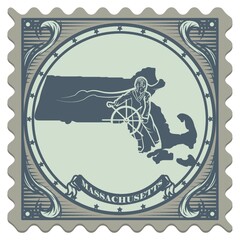 Massachusetts state postage stamp