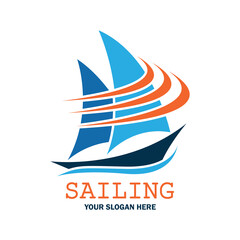 sailing logo with text space for your slogan tag line, vector illustration