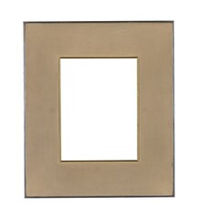 Metal frame with a brown passepartout for painting or picture isolated on a white background