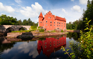 Naklejka na ściany i meble Hluboka hrad- Red castle on the river