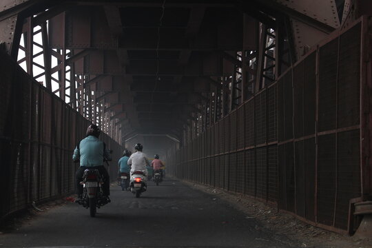 Old Iron Bride From Old Delhi , Yamuna Bridge , Bridge