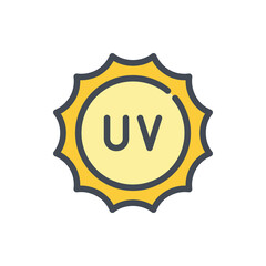 UV Protection color line icon. Sun with Ultraviolet symbol vector outline colorful sign.