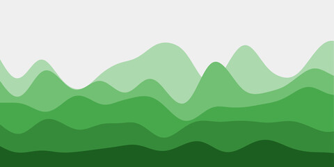 Vector illustration of abstract green hills with colorful waves, perfect for backgrounds and designs.
