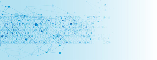 Technology background with plexus effect. Big data concept. Binary computer code.  Vector illustration.