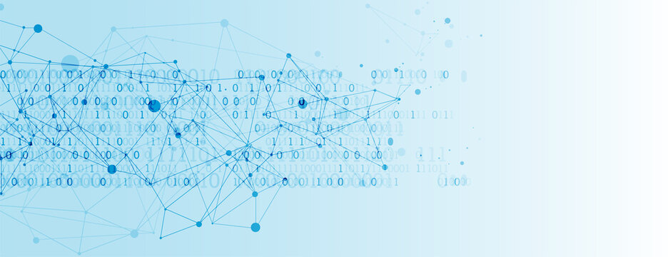 Technology background with plexus effect. Big data concept. Binary computer code.  Vector illustration.