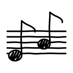 music note in musical partiture line style icon