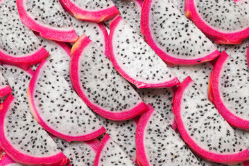 Sweet tasty dragon fruit or pitaya slices.