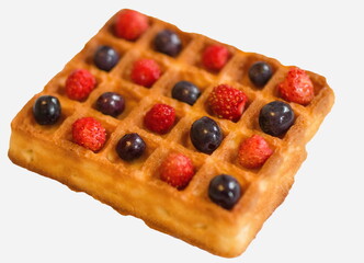 Blueberries and wild strawberries on a Viennese waffle