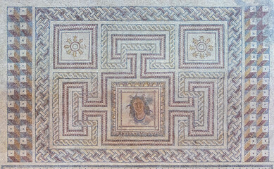 View of old polychromatic mosaic