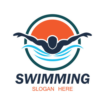 swimming logo with text space for your slogan tag line, vector illustration