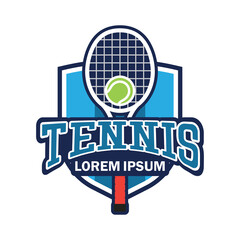 tennis court logo with text space for your slogan tag line, vector illustration