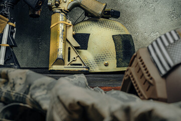 Modern weapon series. US Army assault rifle, close up.