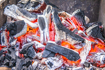   luminous hot charcoal grilled