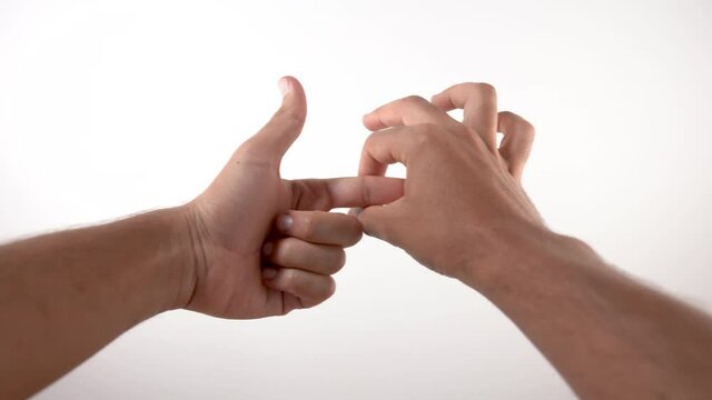 hands making obscene gestures on white background