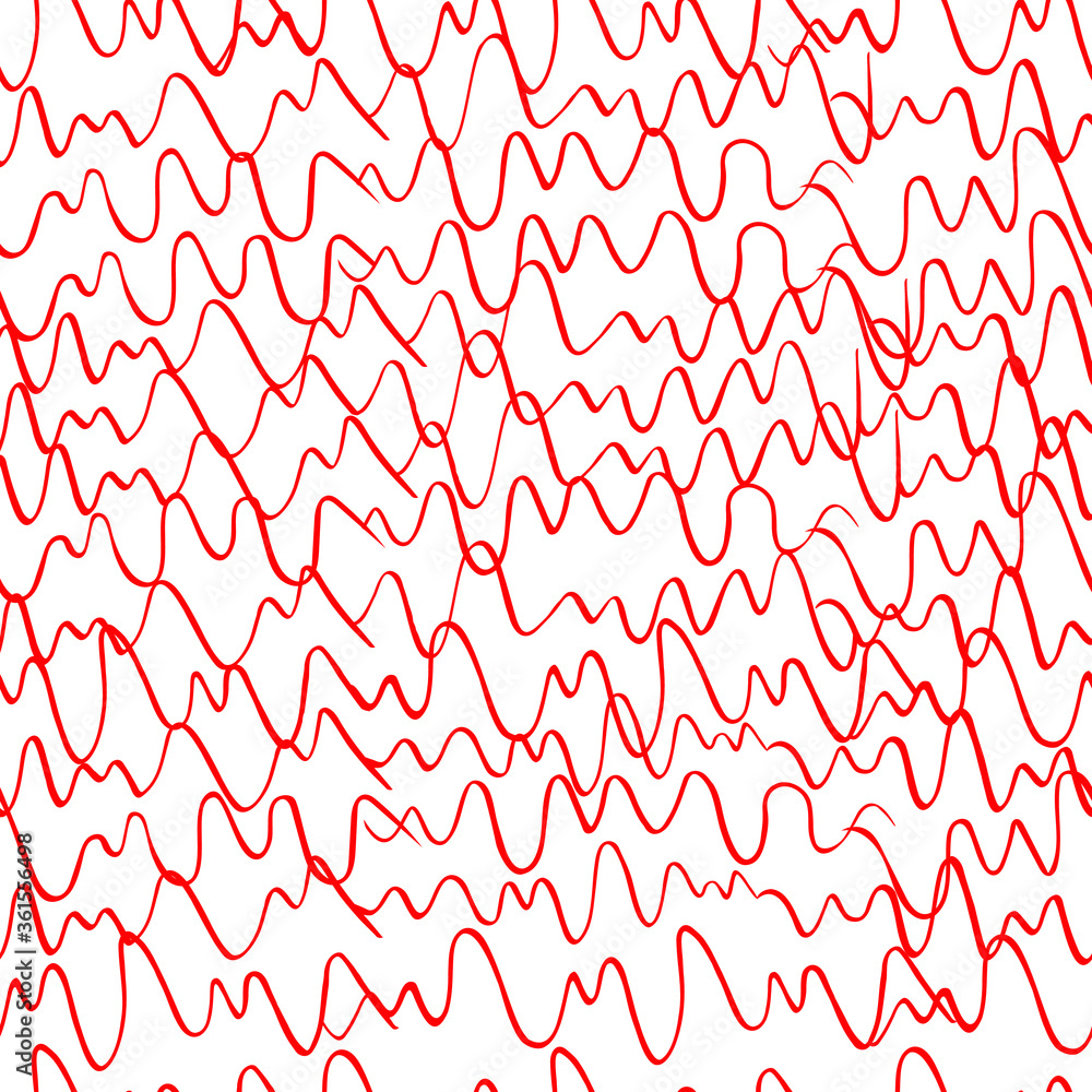 Poster simple red and white background with curved lines. seamless graphic pattern. vector illustration.