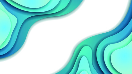 White And Blue Abstract Paper Cut Background Vector Shadows 3D Smooth Objects Modern Design