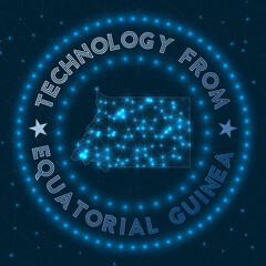 Technology from Equatorial Guinea. Futuristic geometric badge of the country. Technological concept. Round Equatorial Guinea logo. Vector illustration.
