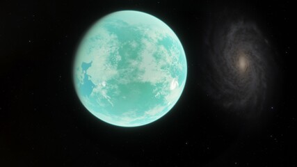 Exo Planet, space fantsy, beautiful science fiction wallpaper with endless deep space. 3D render