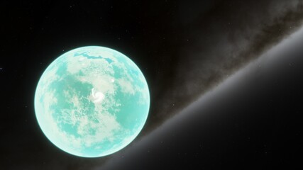 Exo Planet, space fantsy, beautiful science fiction wallpaper with endless deep space. 3D render