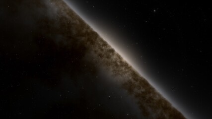 Exo Planet, space fantsy, beautiful science fiction wallpaper with endless deep space. 3D render