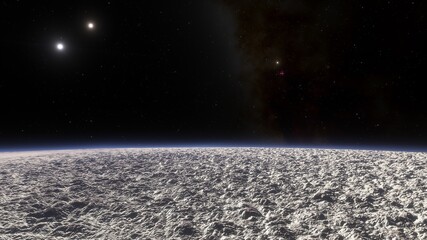 Obraz na płótnie Canvas Exo Planet, space fantsy, beautiful science fiction wallpaper with endless deep space. 3D render