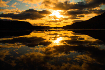 Sunset over Loch Long in Scotland
