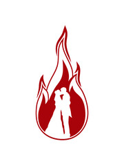 Trauung Feuer Hochzeit Heiße schön Logo Design