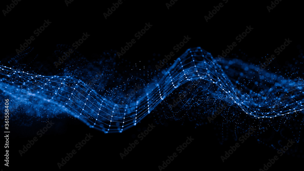 Poster abstract 3d rendering futuristic lines. computer geometric digital connection structure. futuristic 