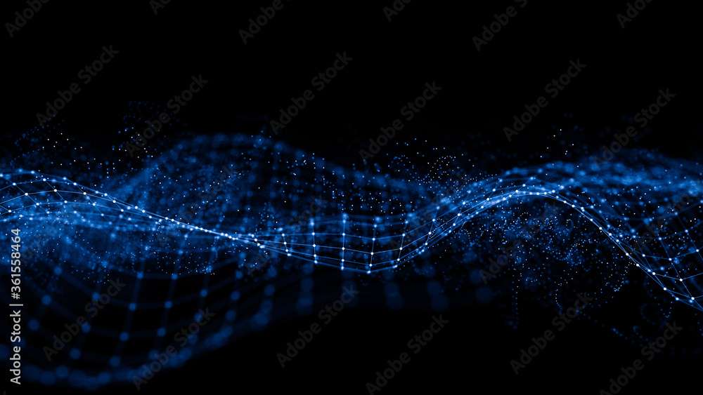 Poster abstract 3d rendering futuristic lines. computer geometric digital connection structure. futuristic 
