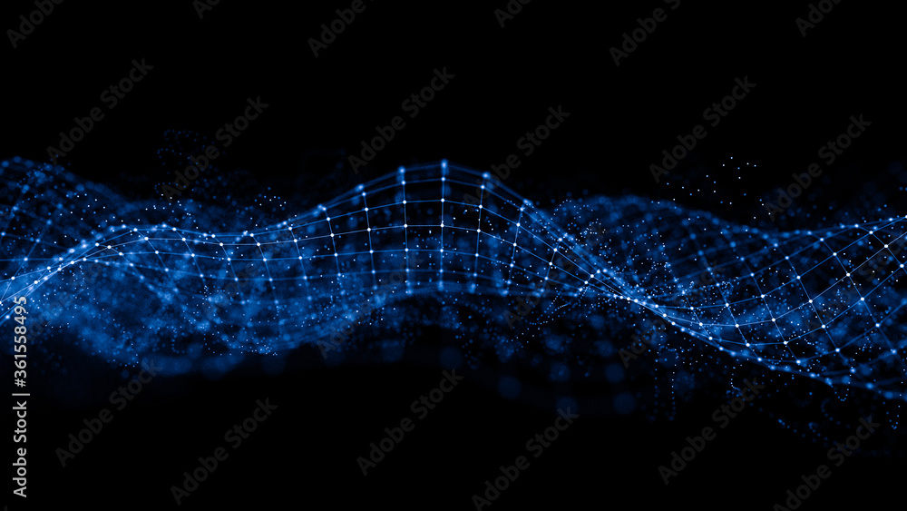 Poster abstract 3d rendering futuristic lines. computer geometric digital connection structure. futuristic 