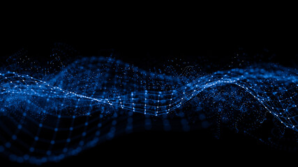 Abstract 3d rendering futuristic lines. computer geometric digital connection structure. Futuristic black abstract grid. Plexus with particles. Intelligence artificial