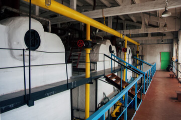 Inside the industrial boiler room. Heating equipment
