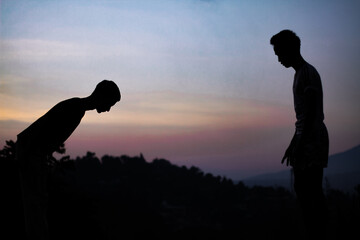 Fototapeta premium silhouette of a couple