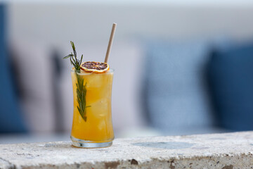 Beautifuly prepared cocktail on to stone.