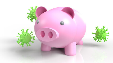 pig and virus 3d rendering for medical content.