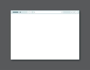 Browser window template. Blank web screen mockup design. Internet user interface