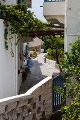 Fototapeta na wymiar Narrow street in the village, Nisiros, Greece