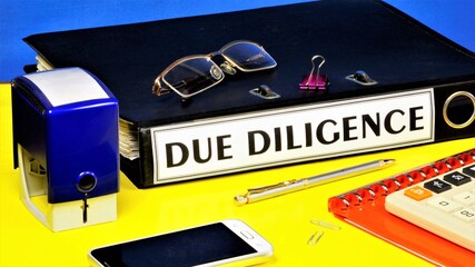 Due diligence - inscription of the text on the folder office of the Registrar with the documents....