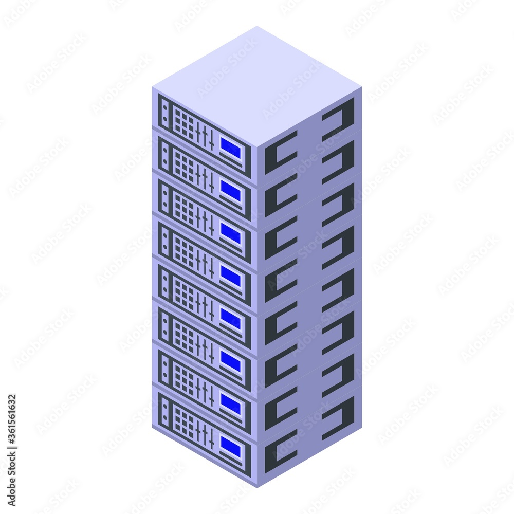 Poster broker server rack icon. isometric of broker server rack vector icon for web design isolated on whit