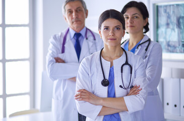 Group of doctors and nurses standing in the hospital Accident and Emergency department