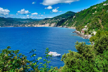 Fototapeta na wymiar Marine panorama of the gulf of Camogli Liguria Italy