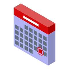 Deadline calendar icon. Isometric of deadline calendar vector icon for web design isolated on white background