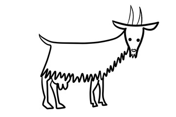 graphic image of animated cartoon goat with horns and udders