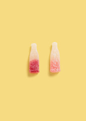 sugar gummy candy on a yellow background