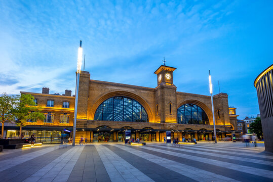 night view of king cross station in london, uk