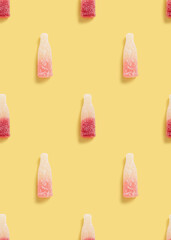 sugar gummy candy seamless pattern on a yellow background