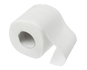 Roll of toilet paper or tissue isolated on white background with clipping path and full depth of field.