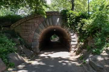 Old Stone Bridge at Central Park in New York City with Green Plants and Trees during Spring